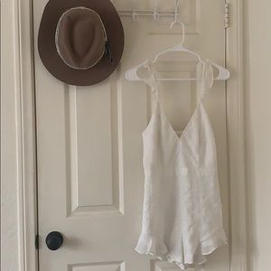 White ruffle hem romper